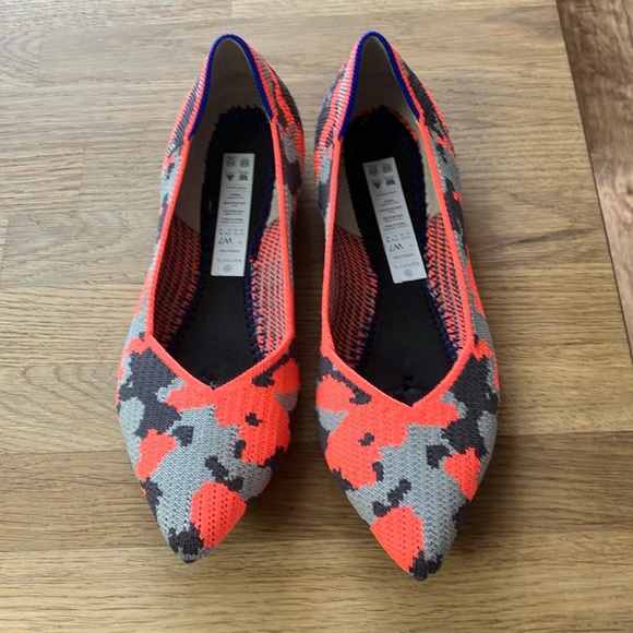 ROTHY’S NEÓN CAMO ORANGE/GRAY FLATS RARE LIMITED EDITION SIZE W 7 - Picture 2 of 10